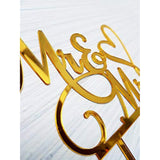Mr And Mrs Cake Topper, Bride And Groom Sign Wedding/Engagement Cake Toppers Decoration, Mirror Gold Acrylic