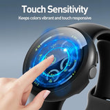 4-Pack for Google Pixel Watch 3 45mm Case, HD Tempered Glass Screen Protector, All-Round PC Glossy Protective Cover Bumper?Black+Black+Black+Black?