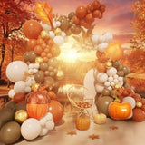 Burnt Orange Balloon Arch Kit with Brown White Gold Balloons for Fall Party