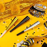 36pcs 2026 New Year Party Horns Gold Black Silver Noise Makers