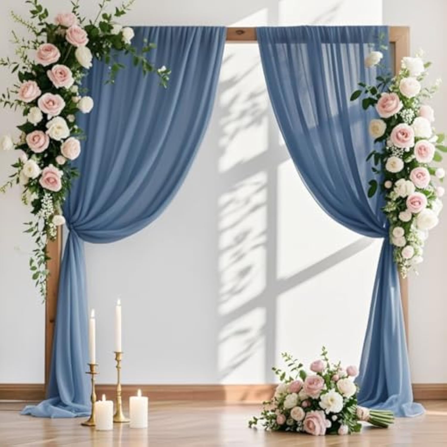 Dusty Blue Wedding Arch Draping Fabric 29" x 20FT Sheer Backdrop for Ceremony
