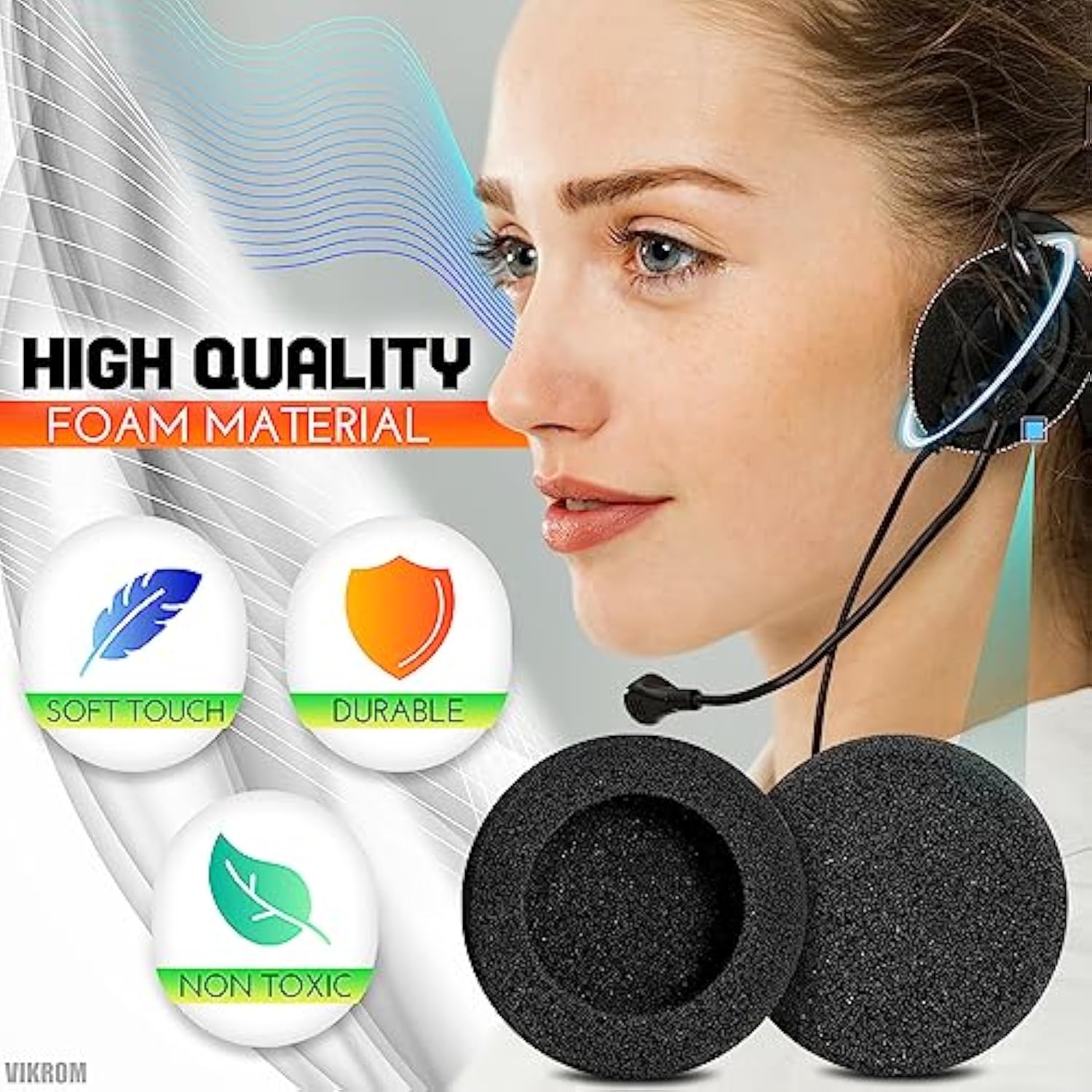 3 Pack Soft Foam Headset Ear Covers - 60Mm Headphone Ear Covers Replacement, Durable And Easy To Clean Cushions, 2.3 Inch Universal Size, Good For Work, Extended Listening Sessions, And Daily Use