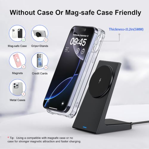 20W Wireless Charger Stand for iPhone, Wireless Charger Fast Charging Station for iPhone 17/16/15/14/13/12, Magnetic Phone Charger Stand for