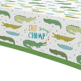 3Pc Alligator Party Tablecloths – Crocodile Reptile Disposable Covers, 86"×55"