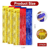 3-Pc Red, Blue & Gold Door Streamer Curtains Birthday Party Backdrop