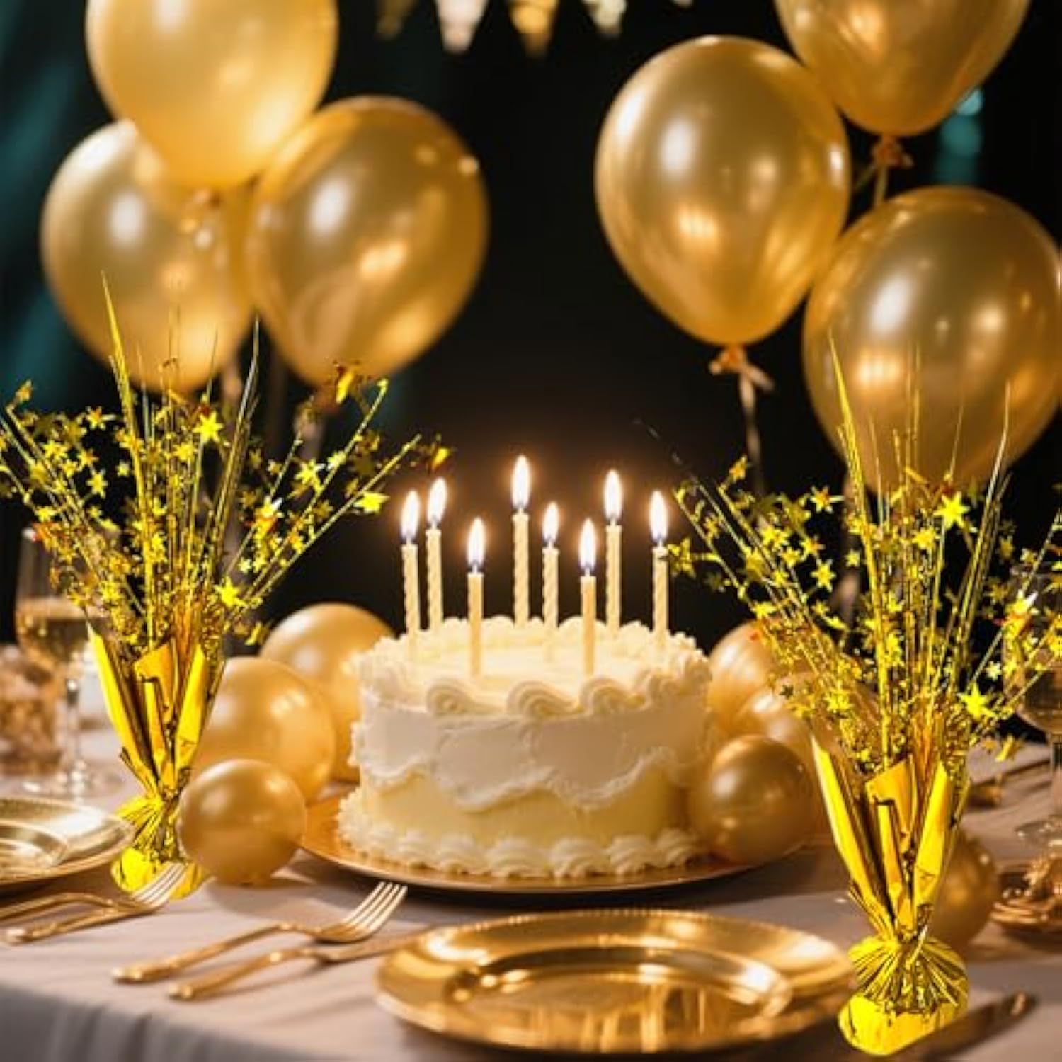 6pcs Gold Foil Starburst Table Centerpieces for Party & Holiday Decorations