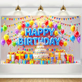 Happy Birthday Banner 71X43 Inch Kids Party Decoration With Cake And Balloons Backdrop For Girl Boys Backdrop Happy Birthday Scene Wall Display For Celebration Outdoor Patio Lawn