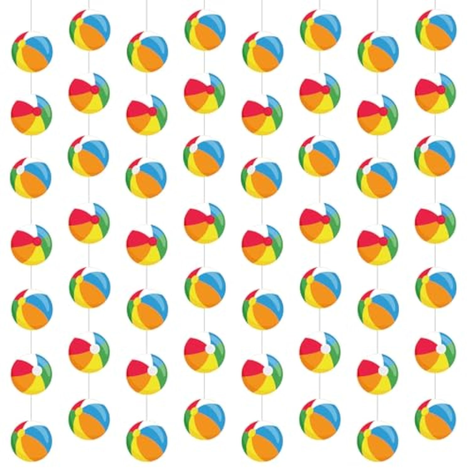 8 Pieces Beach Ball Garland Summer Pool Party Hanging Banner Decorations Pool Ball Paper Cutout Garland Room Wall Decor For Hawaii Beach Birthday Baby Shower Party Favors Supplies
