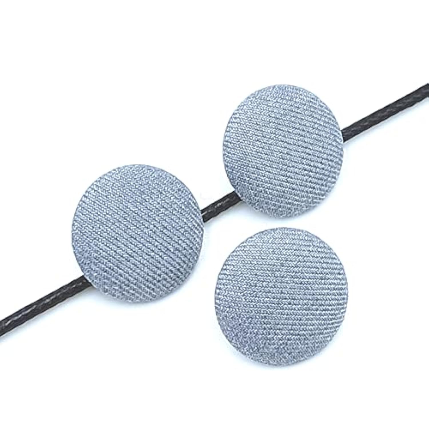 24Pcs Grey Fabric Cloth Covered Round Buttons With Metal Shank Buttons