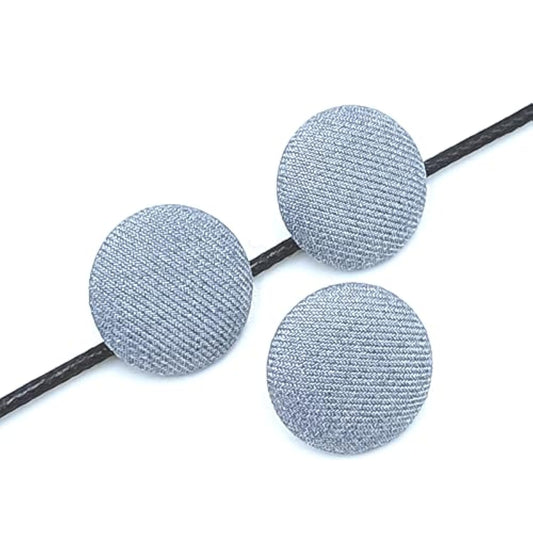 24Pcs Grey Fabric Cloth Covered Round Buttons With Metal Shank Buttons