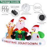 10 Ft Christmas Inflatable Outdoor Decorations With Led Christmas Countdown Clock, Snowman Santa And Gingerbread Man, Li