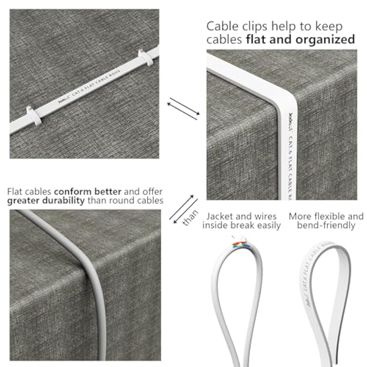 Cat 6 Ethernet Cable 60 Ft, Outdoor&Indoor, 10Gbps Support Cat7 Network, Slim
