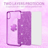 For Blu View 5 (B160V) Case Girls Women Cute Glitter Soft Tpu Phone Case With Ring Stand Strap Lanyard Bumper Shockproof Protective Cover - Purple