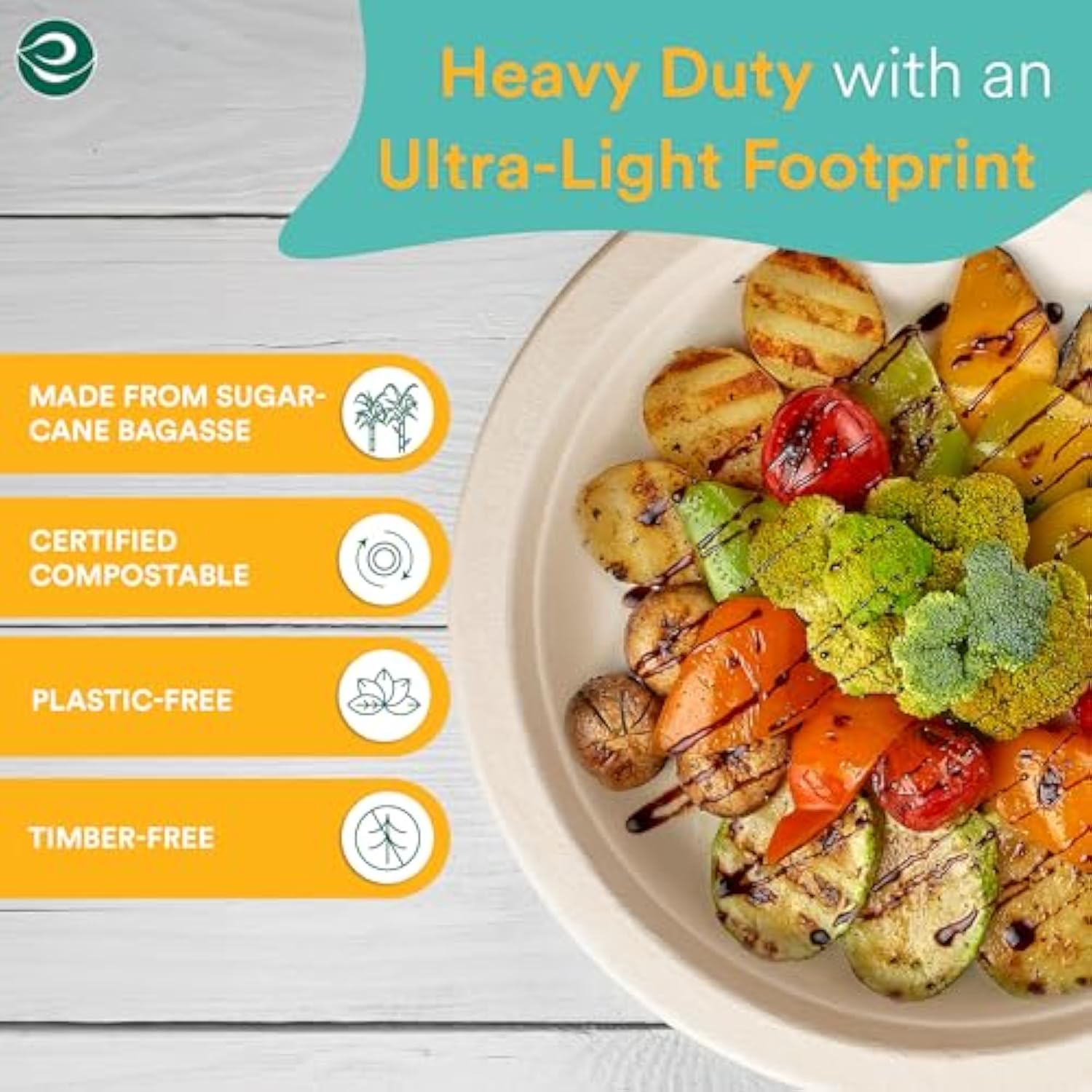 100-Pack 10" Compostable Heavy-Duty Plates, Eco-Friendly for Parties & Events