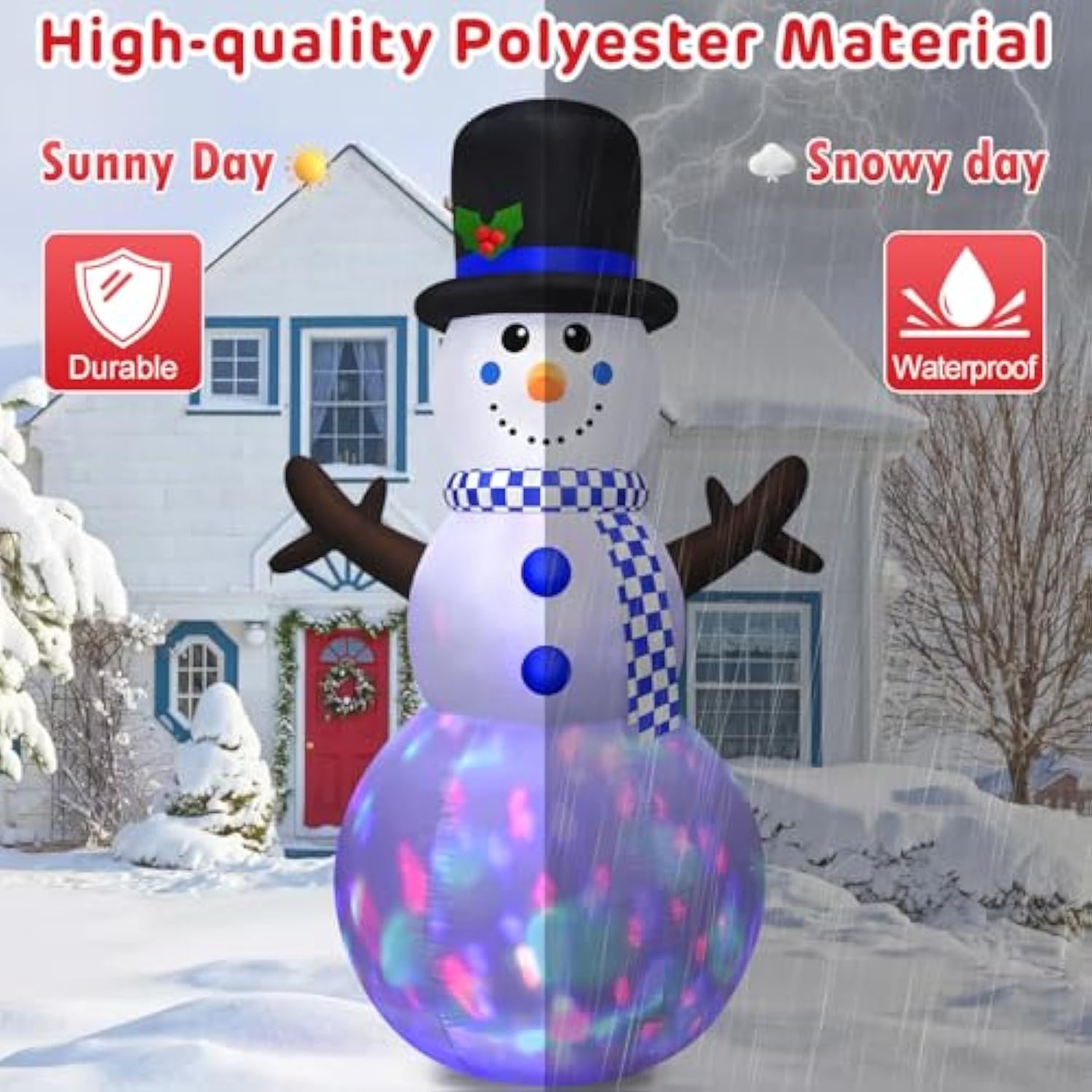 8 Ft Tall Christmas Inflatables Outdoor Decorations Giant Blow Up Snowman With Rotating Led Lights Cute Merry Xmas Blowu