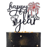 Happy New Year Cake Topper Cheers to 2026 Black Glitter Party Decorations