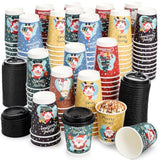 60 Pack 12 Oz Christmas Coffee Cups With 80 Lids, Disposable 6 Designs Christmas Paper Cup, Thickened Xmas To Go Coffee Cups, Party Holiday Supplies For Hot Beverage, Chocolate, Tea, Cocoa