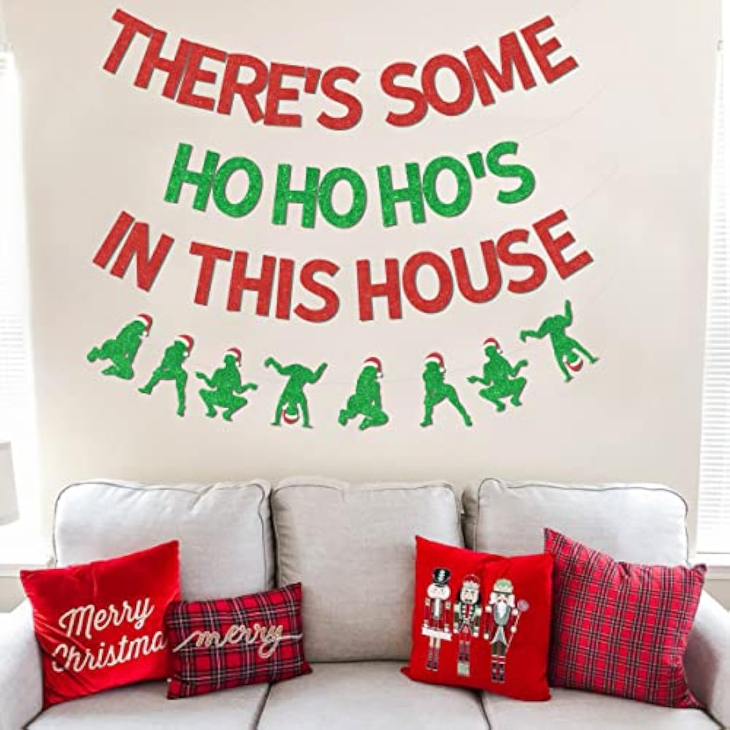 Funny Christmas Banner There'S Some Ho Ho Hos In This House Banner Garland Red And Green Christmas Winter Holiday Birthday Bachelorette Party Decorations