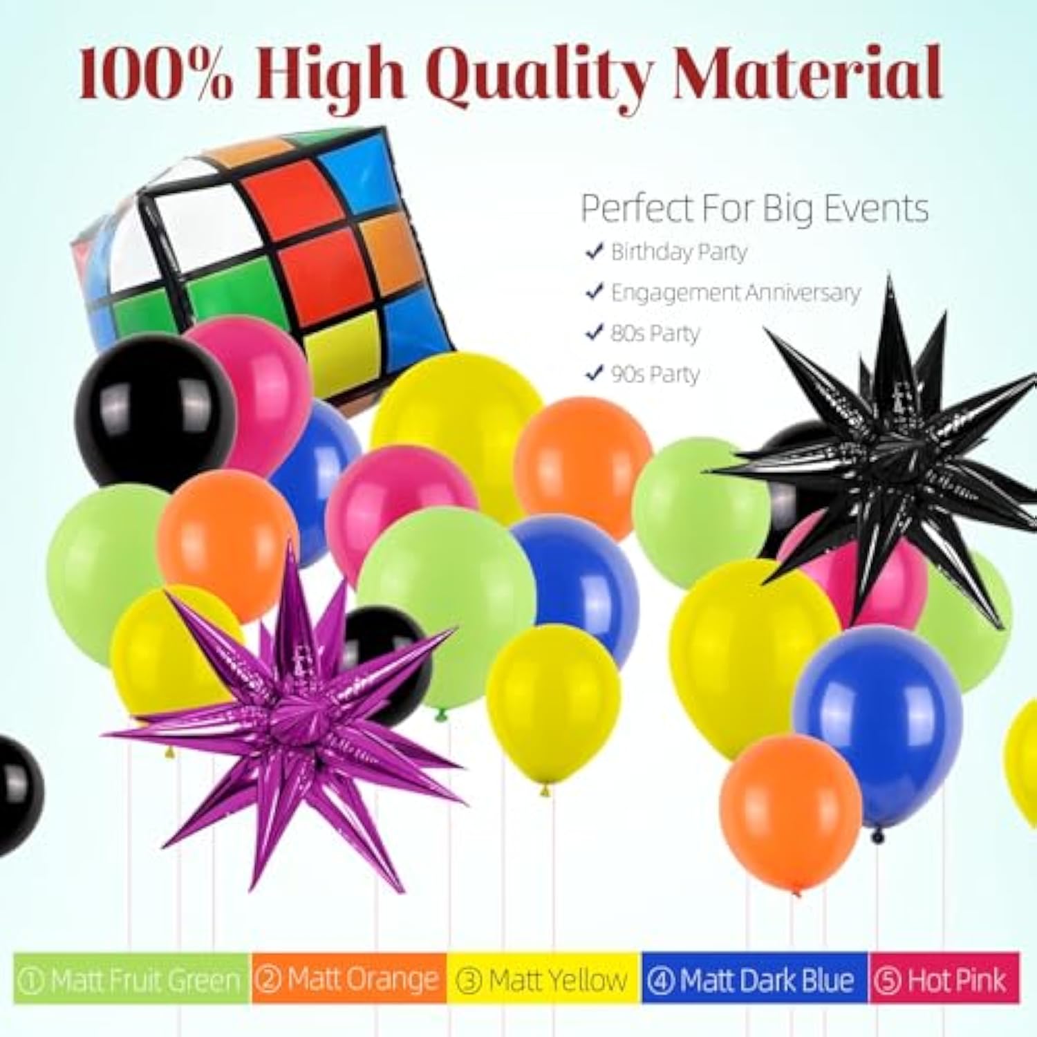 90S 80S Party Balloon Garland Arch Kit, 90S 80S Theme Party Decorations With 4D Dice Hot Pink Black Star Foil Balloons For Retro Theme Hip Hop Fever Nostalgic Birthday Party Decoration