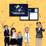 Birthday Thank You Postcards, Outer Space Theme, Astronaut Rocket Ship Thank You Cards For Kids Girls Boys Birthday Party, Baby Shower Party, Set Of 20 (A04)