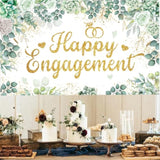 Eucalyptus Engagement Party Decoration, Green Happy Just Engaged Banner, Sage Green Just Married Decorations Kit For Couple Wedding Bridal Shower