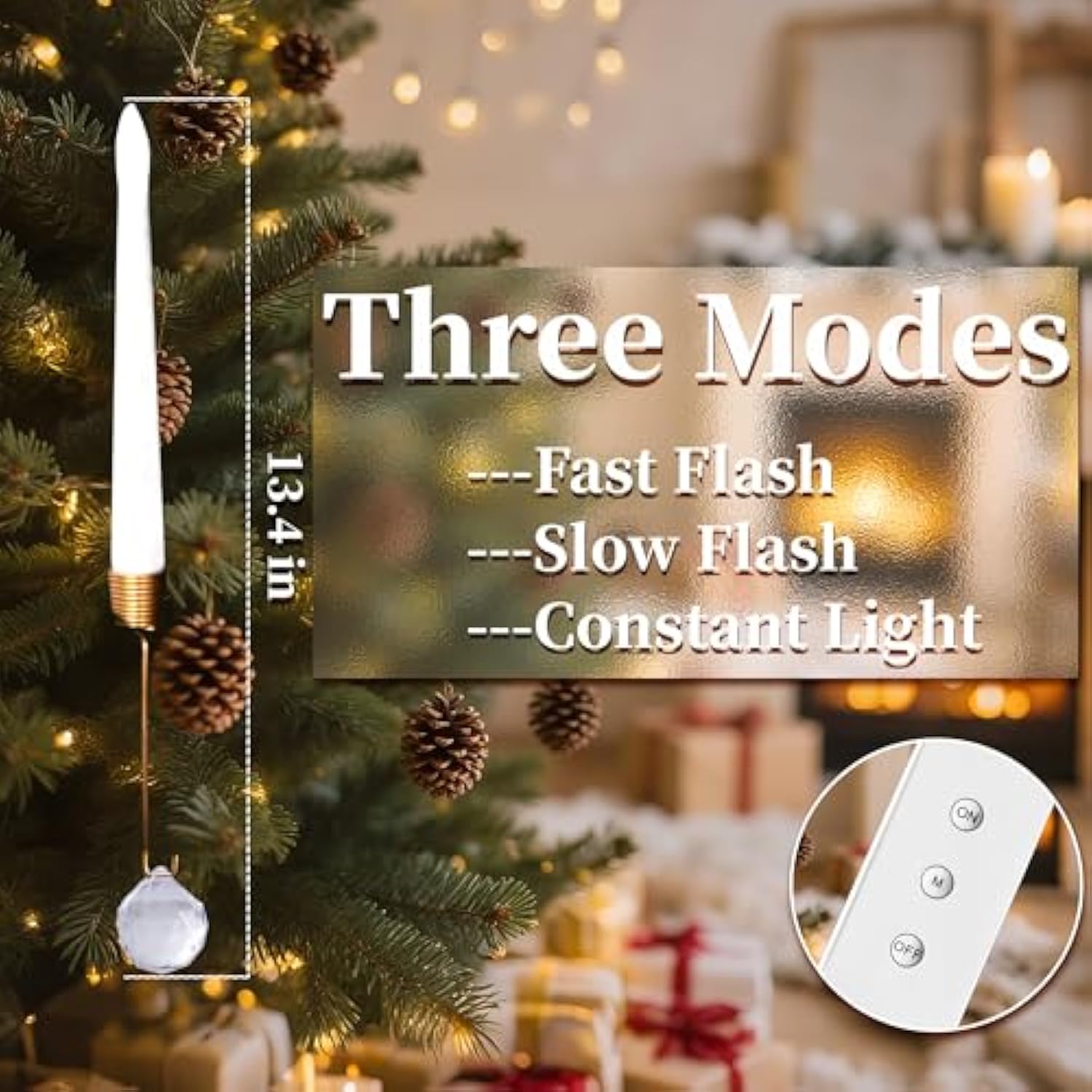 Christmas Tree Candles Lights With Remote - 12 Pack Led Flickering Flameless Candle Lights For Christmas Tree Decoration, Holiday Decoration & Home Party Decor, Crystal Ball