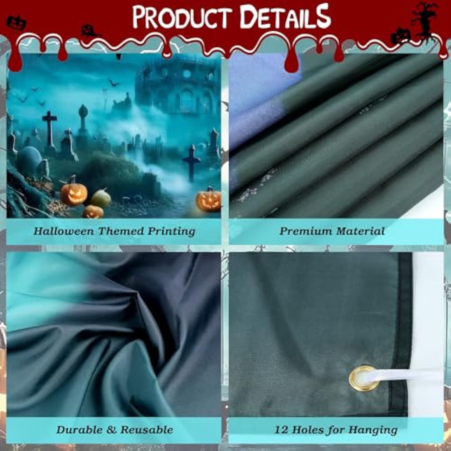 Halloween Garage Door Cover Banner 16x7 Ft Outdoor Home Yard Party Decorations