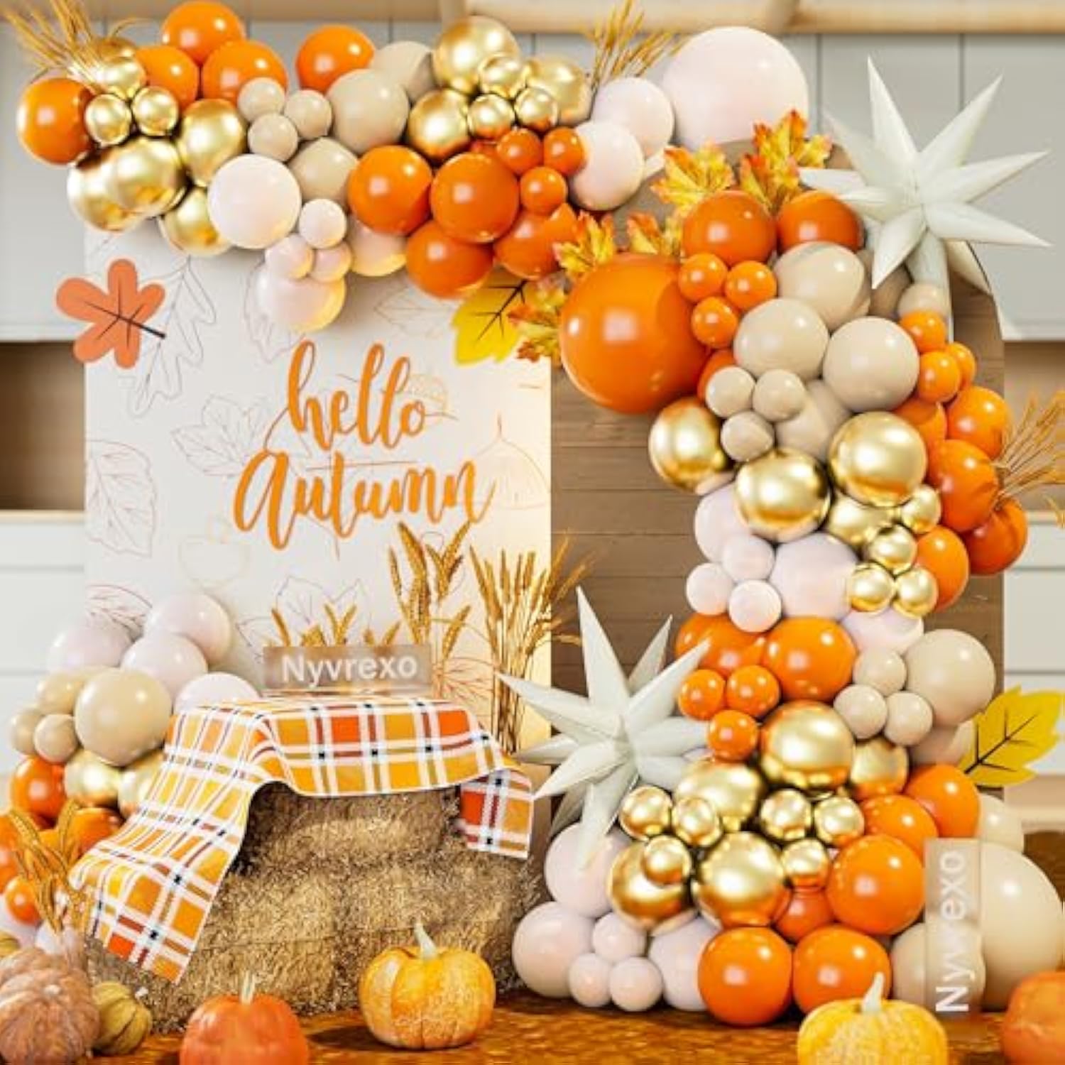Fall Balloon Arch Kit: Orange, Blush, Gold - 148 Piece Party Decor