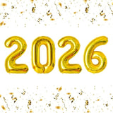 40 Inch 2026 Gold Number Balloons for New Year Party and Celebrations