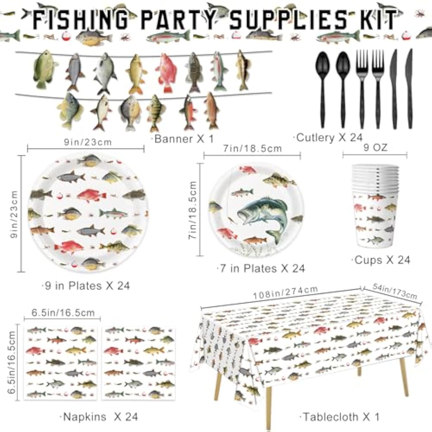 Gone Fishing Party Decor Set: 170-Piece O-Fish-Ally One Birthday