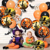 Halloween Foil Balloon Set: 9 Orange, Black Bat, Spider, Pumpkin Decorations