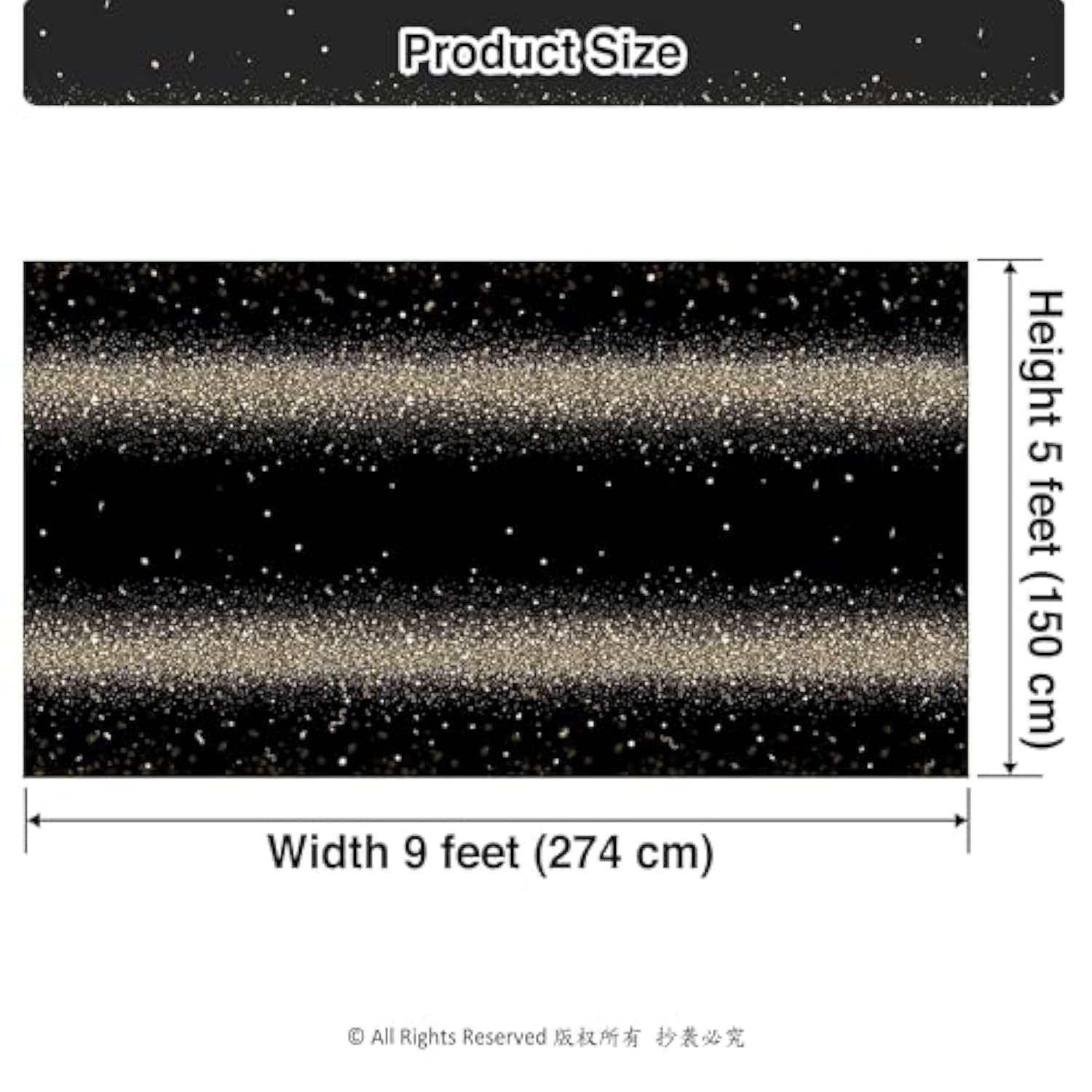 Fabric Champagne Gold Tablecloth - 9Ft X 5Ft (274Cm X 150Cm) - Black Gold Party Decoration - Graduation, Birthday, Anniversary, Promotion, New Year Eve Nye - Machine Washable - Reusable