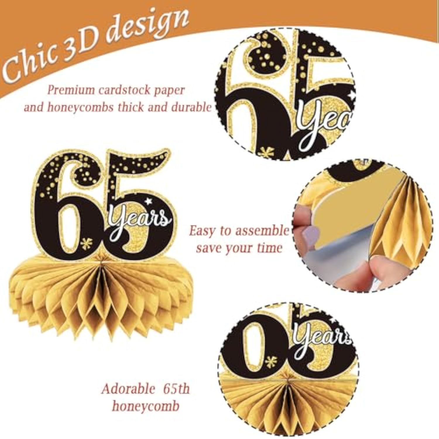 9pcs 65th Birthday Centerpieces Cheers to 65 Years Table Decorations