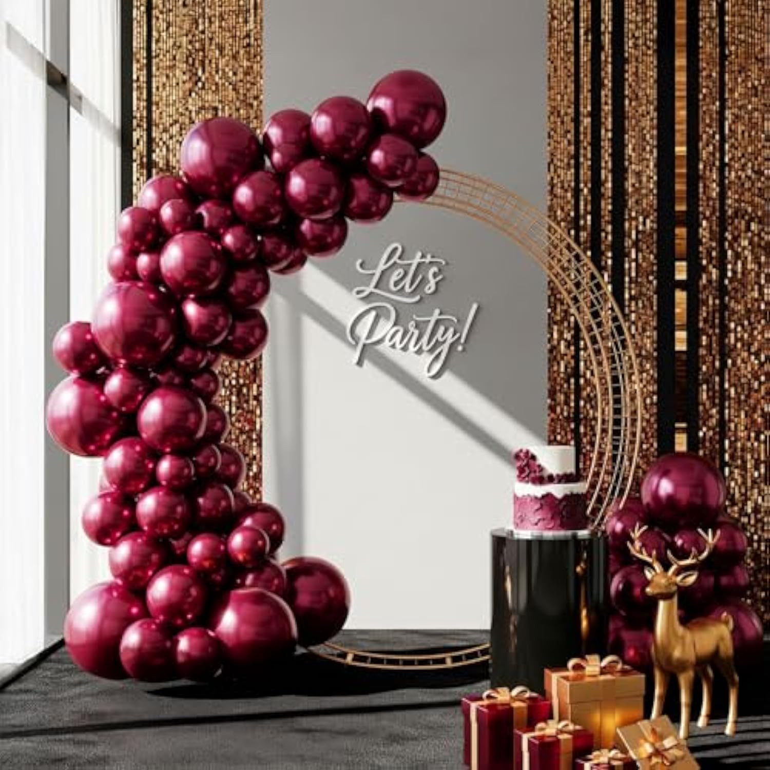 Burgundy Balloon Garland Kit: Double-Stuffed Maroon Balloons, Graduation Decor