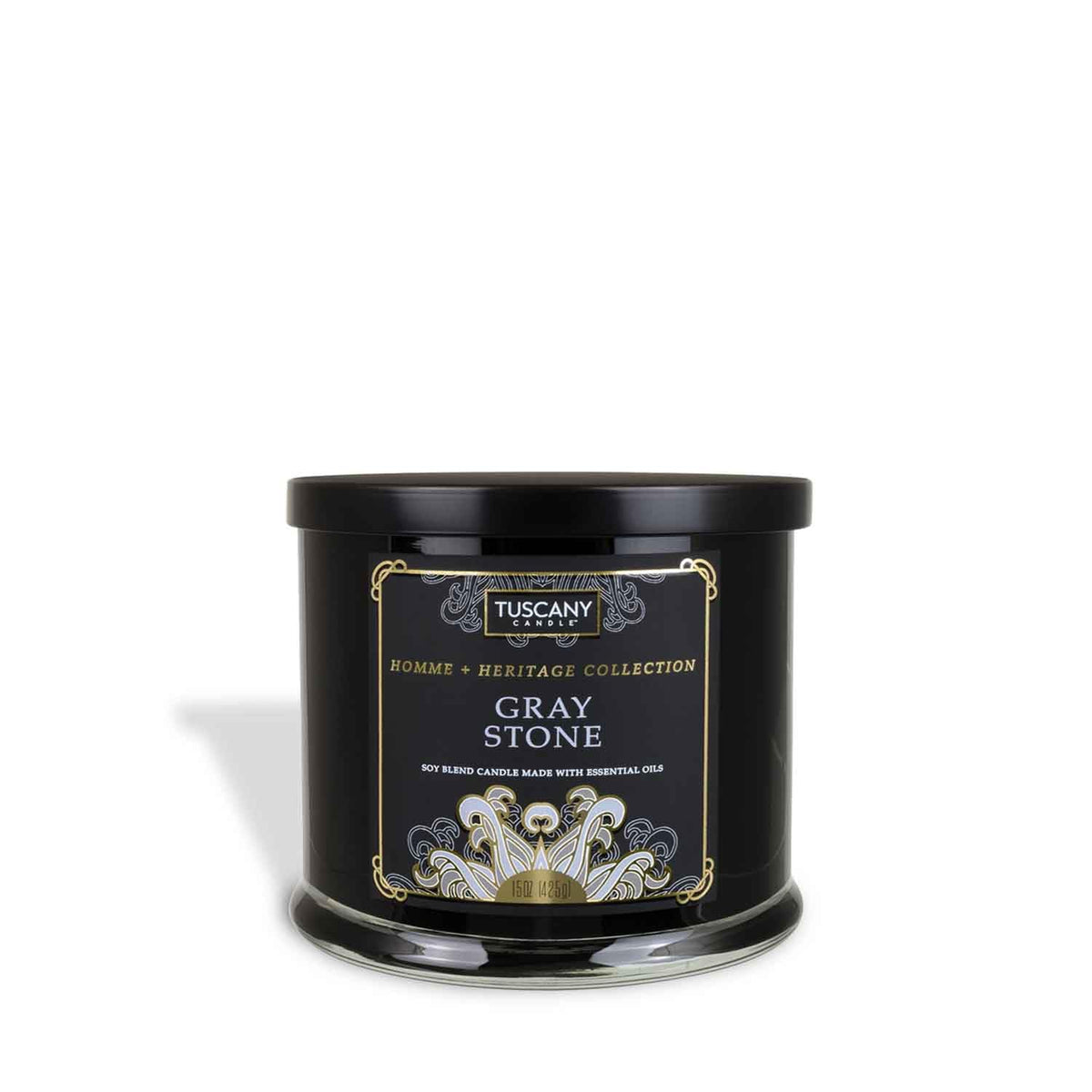 Tuscany Candle Gray Stone Scented Jar Candle, 15 oz â€“ Homme + Heritage Collection