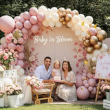 Pink Ivory White And Champagne Gold Balloon Arch Kit – Double Stuffed Dusty Pink, Blush Pink Balloon Garland Kit With Butterflies For Birthday, Baby Shower, Bridal Shower, Wedding, Boho Party Decor