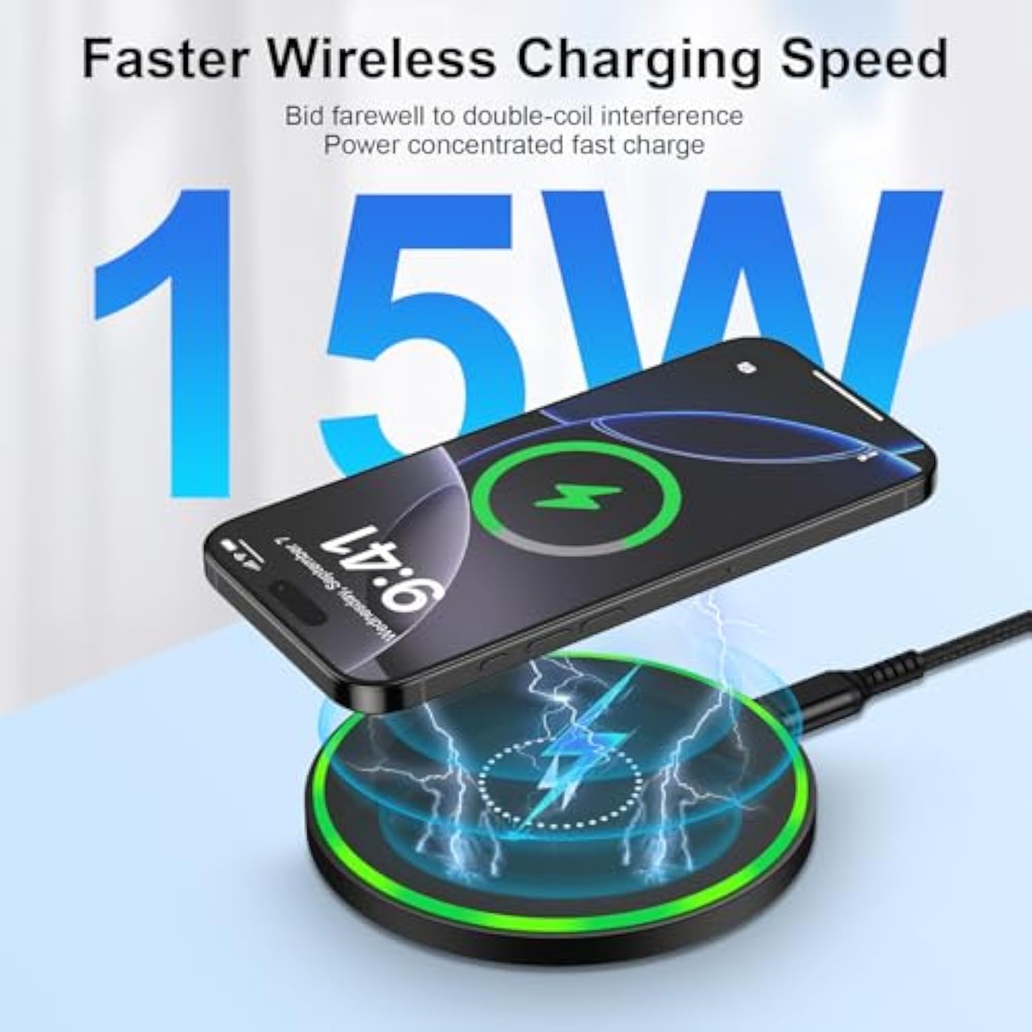 15W Wireless Charger Fast Charging Pad For Motorola Moto G Stylus 5G 2025/G Power 2024, Android Wireless Charging Station For Samsung Galaxy S25 Ultra S25+ S24 Fe S23 S22 Z Flip6, Pixel 9Pro 9 8A 8Pro