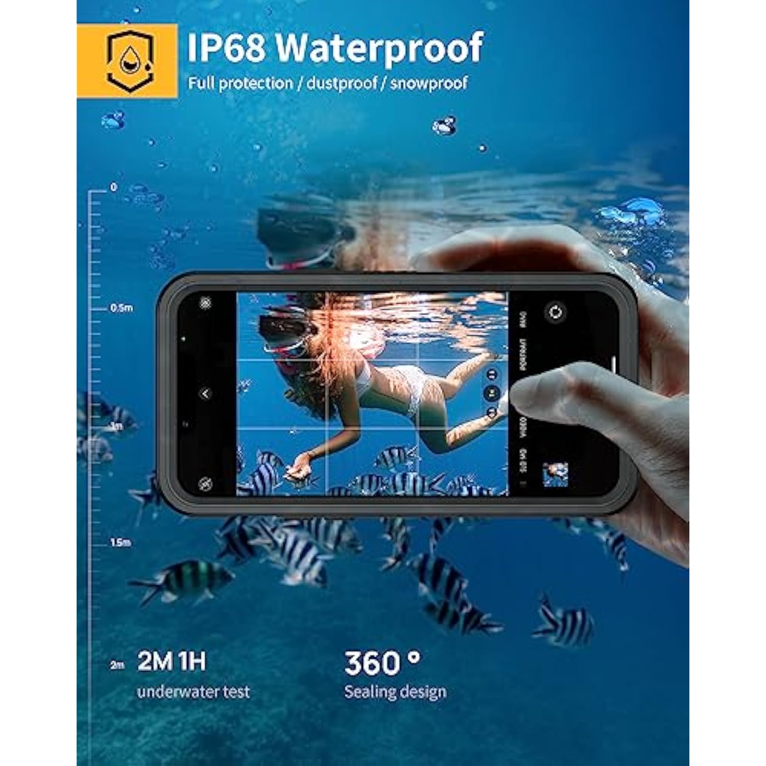 For Iphone 12 Magnetic Case, [Compatible With Magsafe] Ip68 Waterproof Dustproof Case With Built-In Screen Protector, Full Body Shockproof Protective Phone Cover For Iphone 12 6.1 Inch -Black