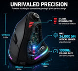 Wireless Ergonomic Vertical Gaming Mouse With Joystick, Bluetooth & 2.4G, 12 Programmable Buttons, Adjustable 24000 Dpi, Rechargeable Rgb Computer Mouse For Pc, Macbook & Laptops