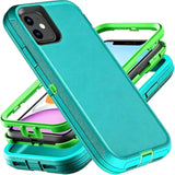 Durable 3-Layer Shockproof Phone Case for iPhone 11, Aqua Blue and Lime Green, Heavy Duty Protection, Drop Proof, Dust-Proof, Compatible with Apple iPhone 11 6.1"