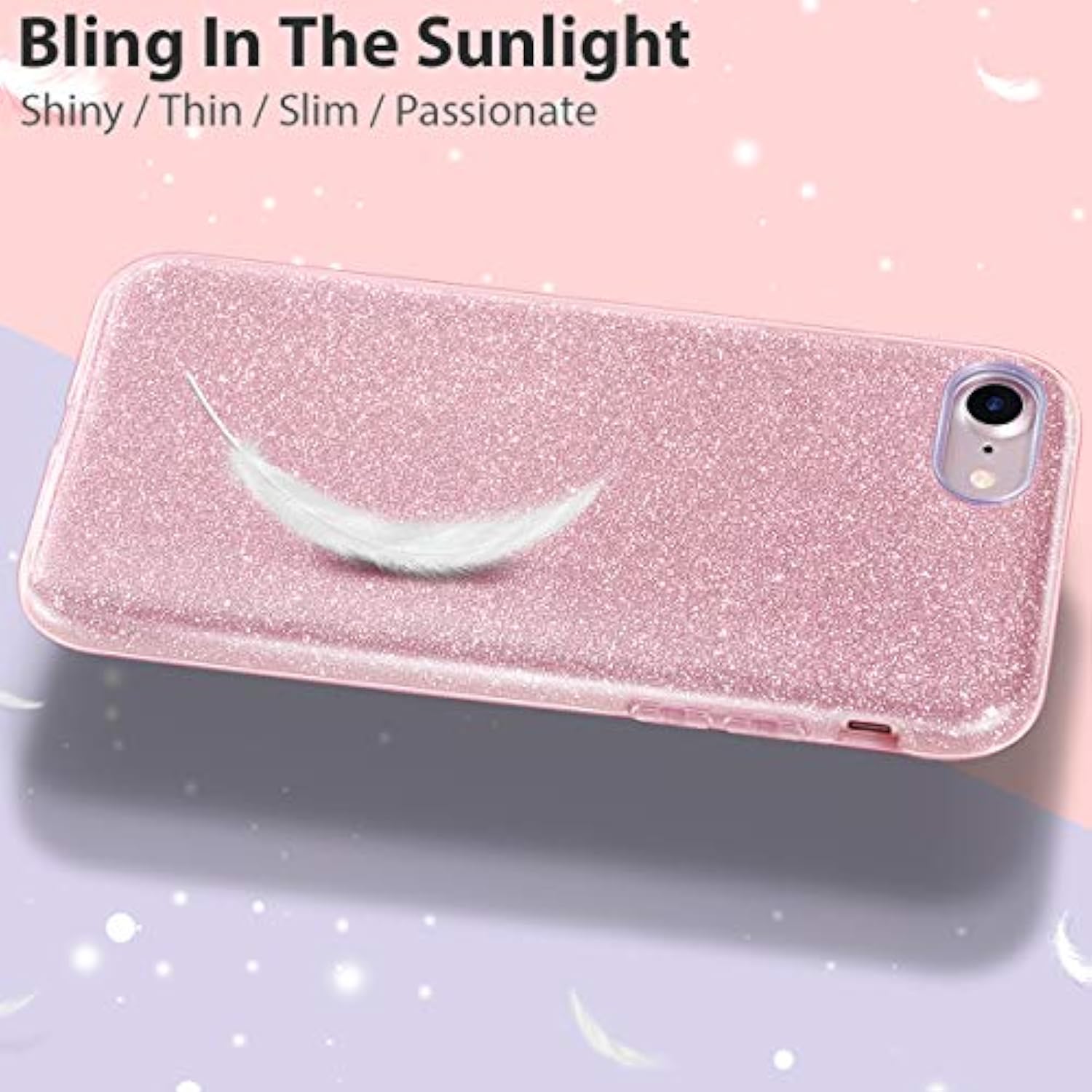 Compatible With Se 2022, Se 2020, 8, 7 Glitter Bling Sparkle Cute Girls Women Protective Case For 7/8/Se (Pink)