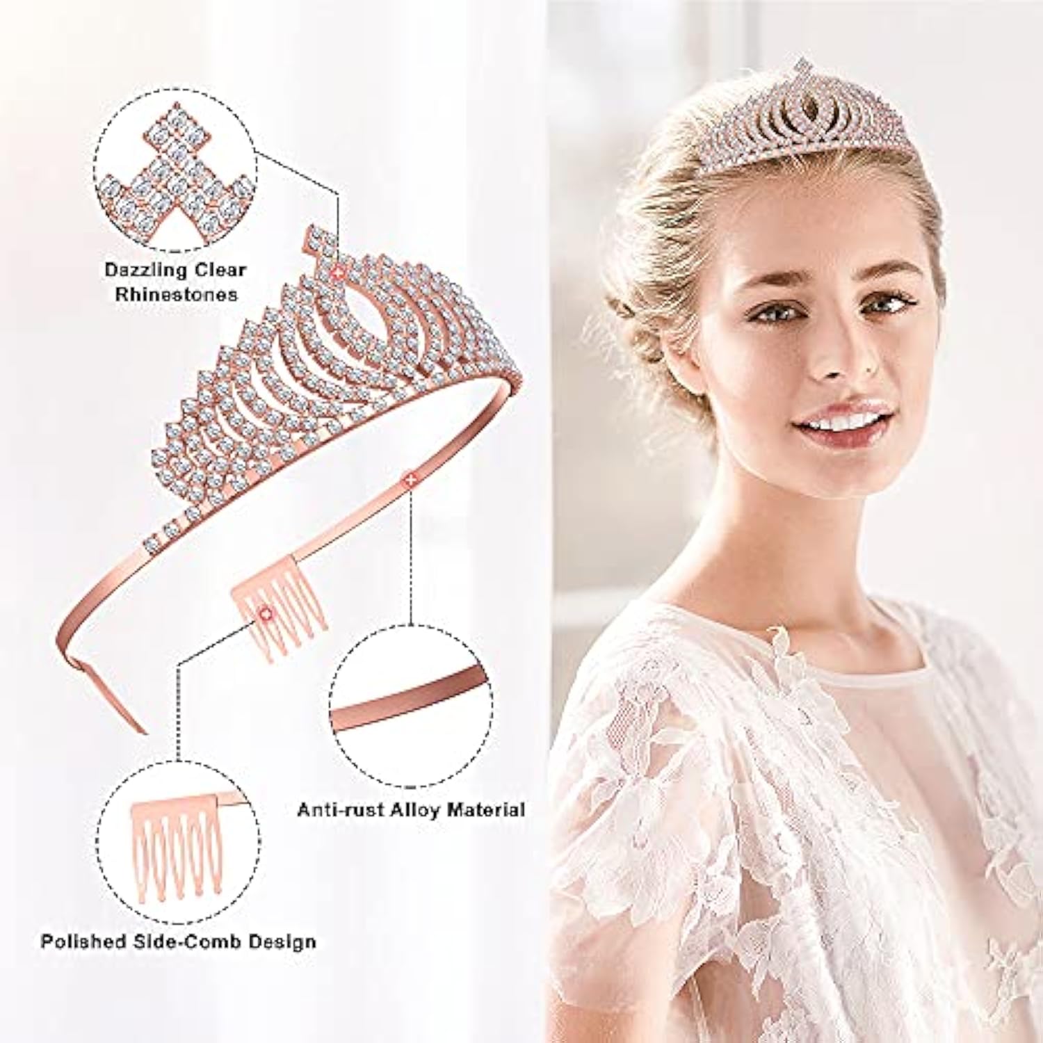 Bachelorette Party Decorations Kit, Bridal Shower Supplies, Rose Gold Bride To Be Bachelorette Sash Veil Crown Tiara For Bride, Team Bride Tribe Sash For Bridesmaids