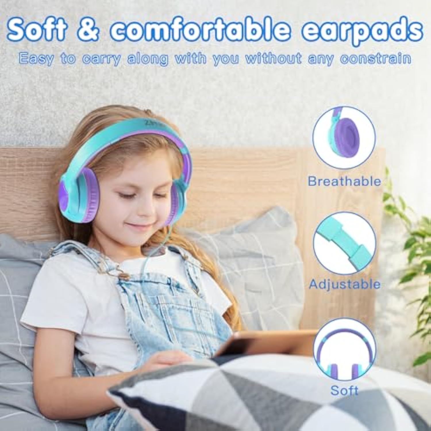 Kids Bluetooth Headphones, Kids Wireless Headphones Over Ear With 85Db/94Db Vo