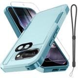 Case For Google Pixel 9A, Full Body Heavy Duty Rugged Shockproof Protective Phone Cover With Lanyard Strap, Tempered Glass Screen Protector And Camera Lens Cover, Mint Green