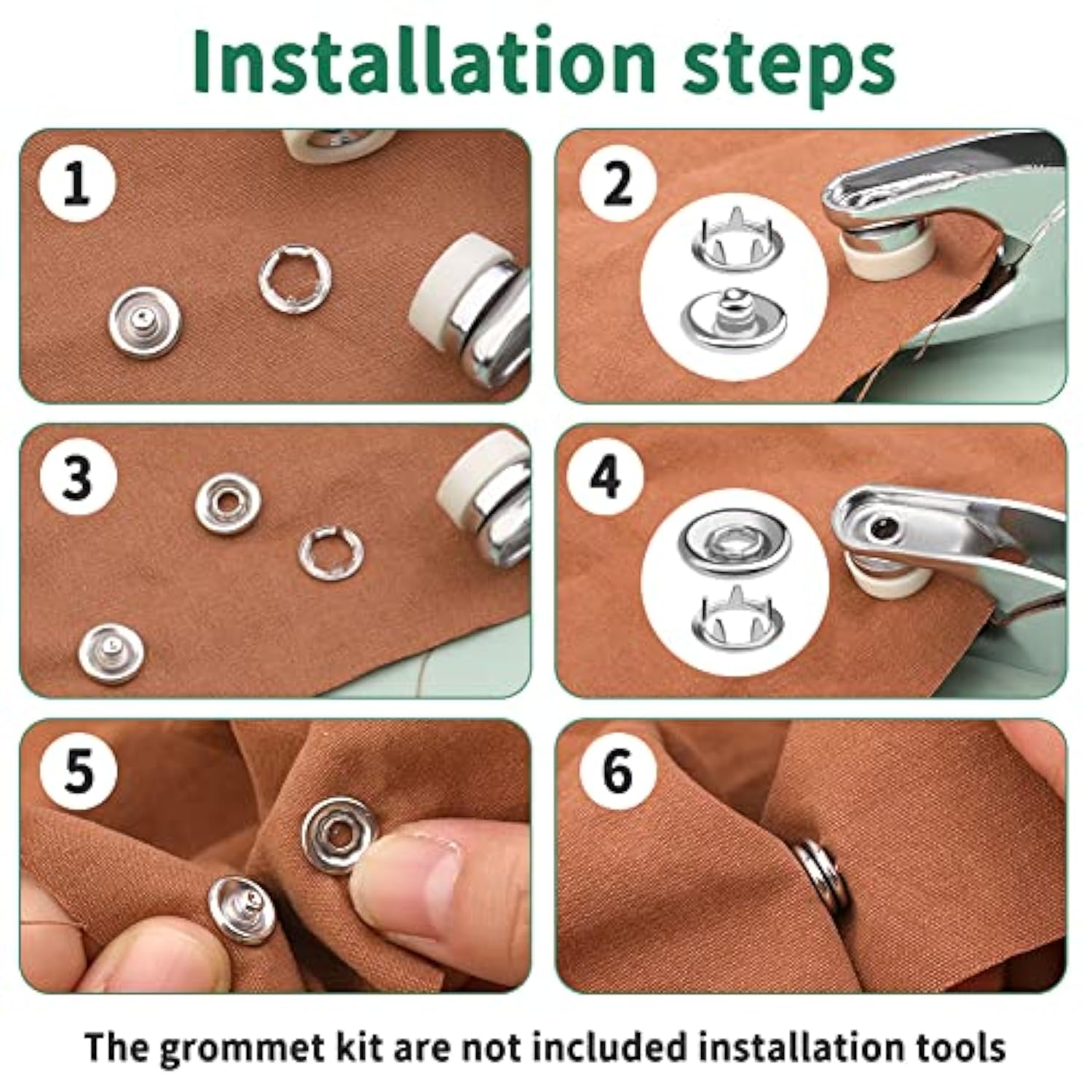 50 Sets Snap Button, 9.5Mm Metal Silver Snaps Buttons For Sewing And C