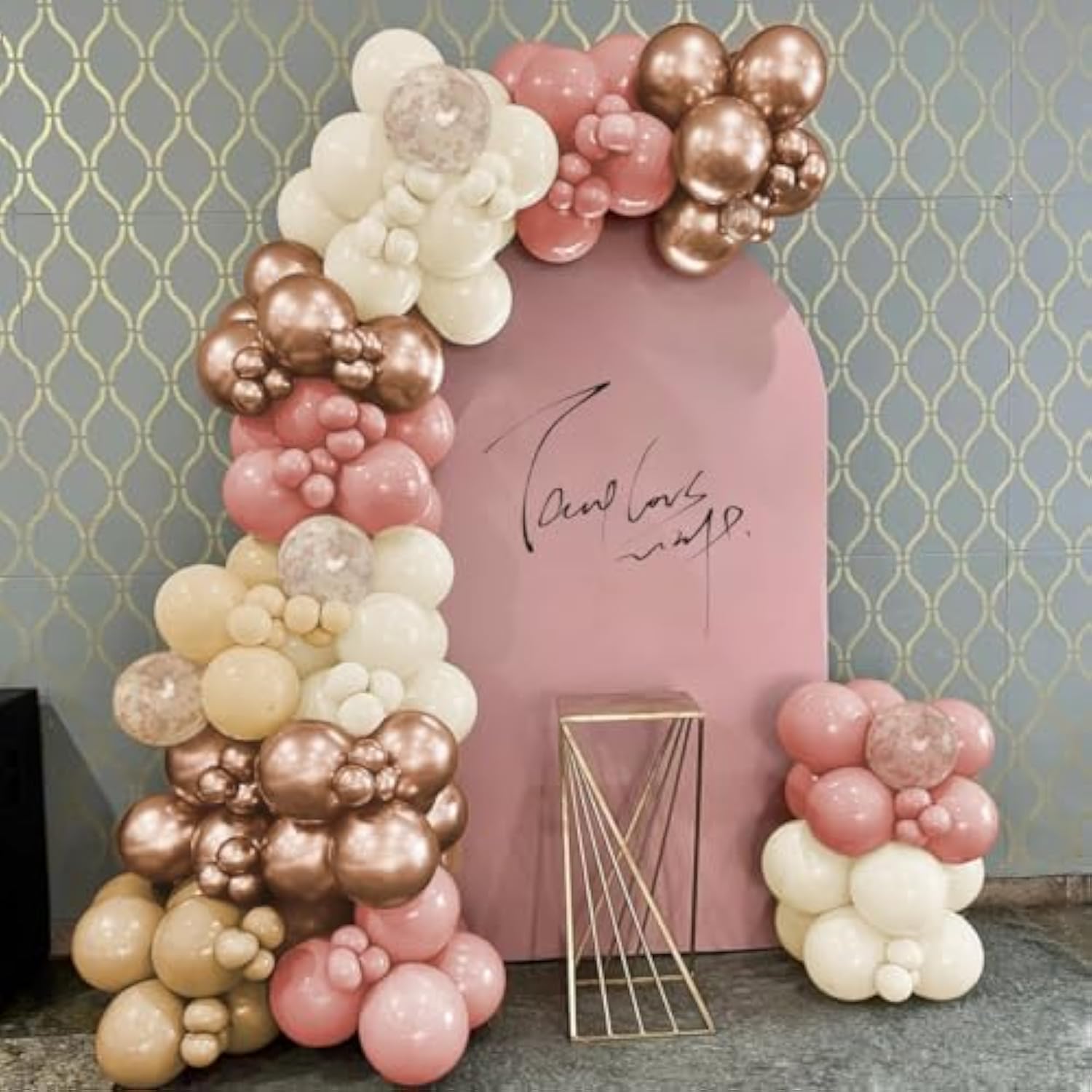 156pcs Boho Balloon Garland Kit in Pink, Brown & Gold for Weddings  Parties