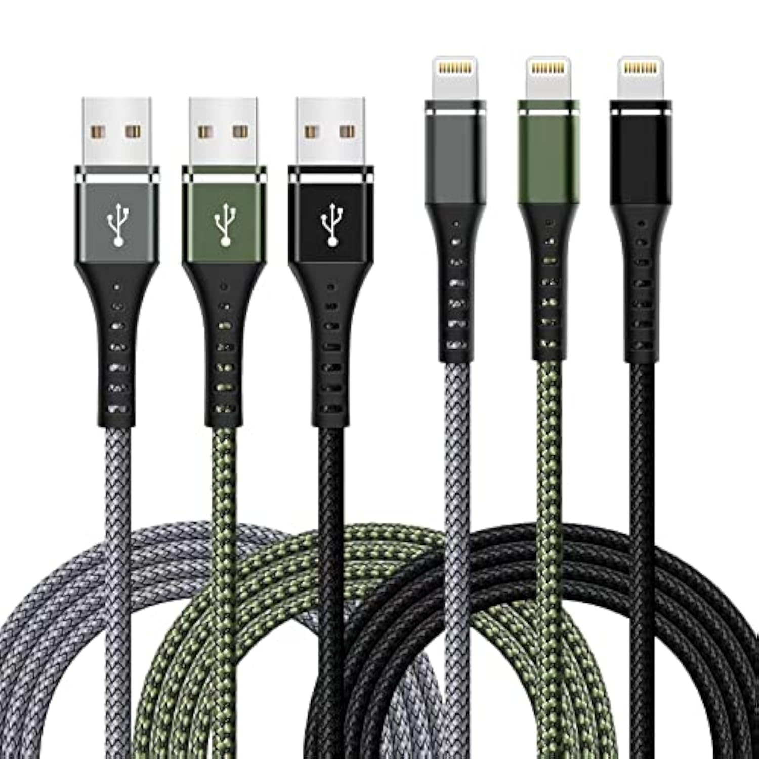 Apple MFI Certified 3-Pack 3Ft Lightning Cable Fast Charging for iPhone iPad