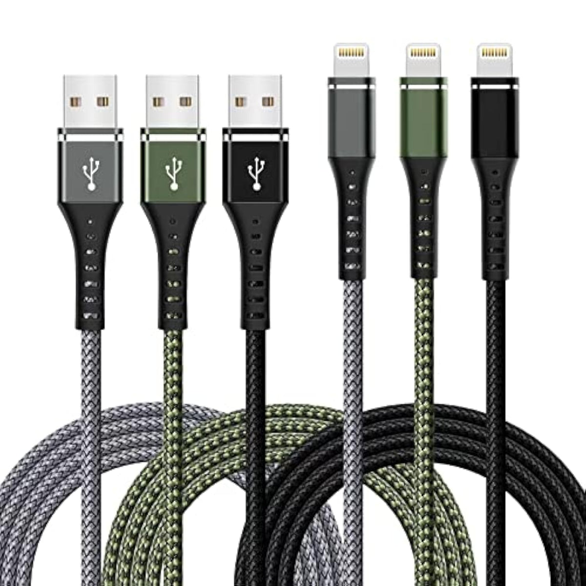 Apple MFI Certified 3-Pack 3Ft Lightning Cable Fast Charging for iPhone iPad