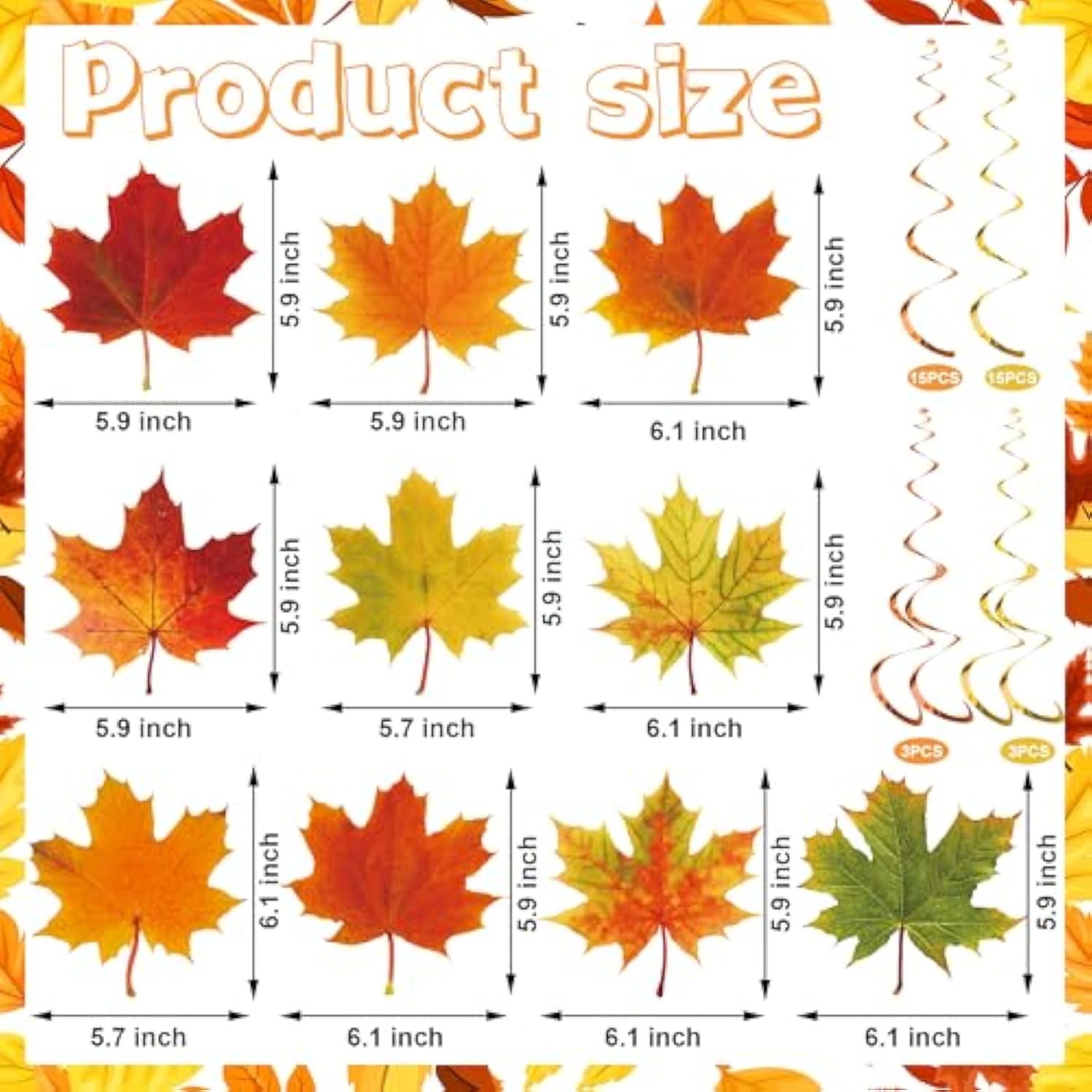 36 Pcs Fall Leaves Hanging Swirls Maple Leaves Swirls Streamer Autumn Swirl Decorations Thanksgiving Ceiling Hanging Decorations For Home Autumn Thanksgiving Harvest Party Decor