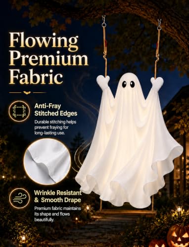 Halloween Swinging Ghost Outdoor Decor, Hanging Ghost with Light